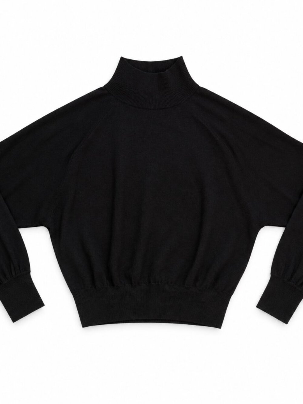 Alice + Olivia Black Cashmere Mock-Neck Turtleneck Sweater Dolman Sleeve Size XS